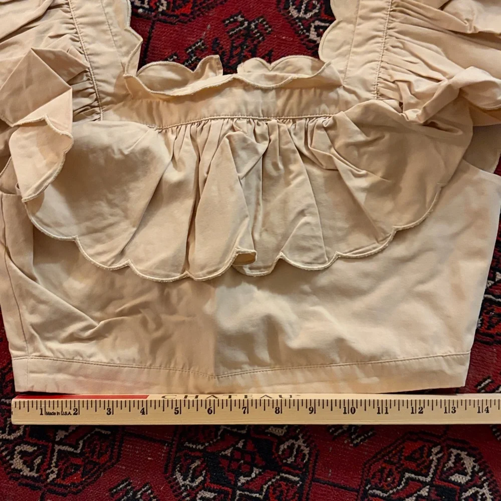 Hunter Bell Kate Beige Khaki Ruffle Crop Top - Picture 13 of 13